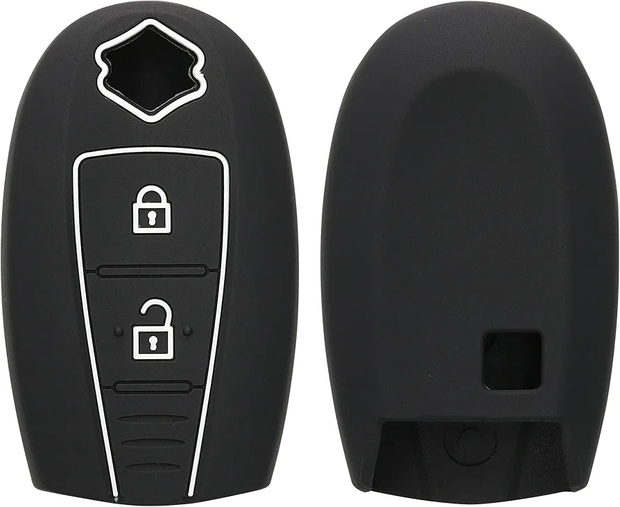 kwmobile Funda Compatible con Suzuki Sport Llave de Coche Keyless Go de 2 Botones - Carcasa Protectora de Silicona para Llave de Coche - Case en Negro/Blanco