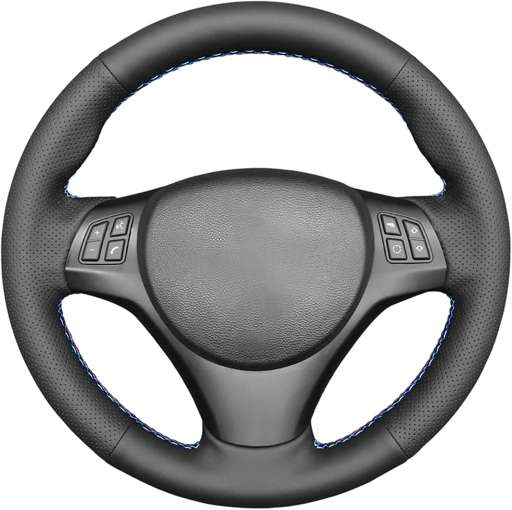 MEWANT Cubierta del Volante Personalizada Hecha De Cuero Sintético Cuero De Microfibra Coser a Mano para Sport M3 E90 E91 E92 E93 E87 E81 E82 E88 X1 E84