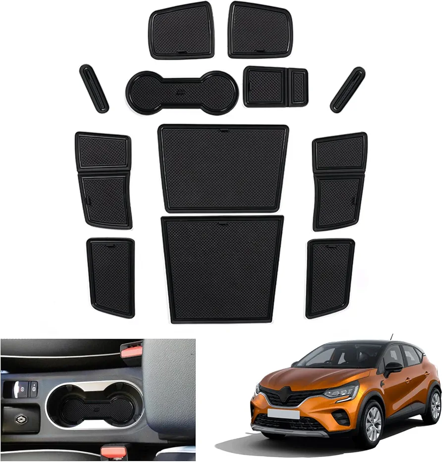 GAFAT Renaul-t Captur 2 | E-Tech | Hybrid 2020-2024 2025 Alfombrillas Antideslizantes, Alfombrillas Goma para Consola Central, Costura Puerta, Compatibles con Renault Captur 2 [No para Freno Manuale]