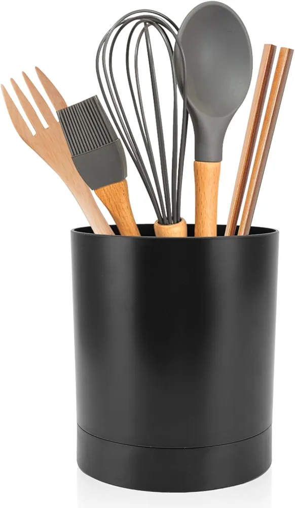 Soporte para utensilios, soporte de almacenamiento para utensilios de cocina, organizador de utensilios giratorio de 360°, cesta simple para palillos, contenedor de almacenamiento de vajilla, organi