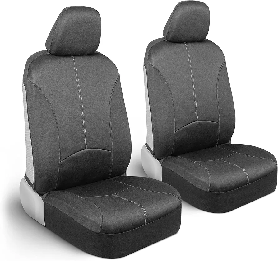 Motor Trend SpillGuard - Fundas de Asiento Impermeables para Asientos Delanteros, Costuras Grises, Protectores de Asiento de automóvil de Neopreno duraderos, fáciles de Instalar, Fundas Interiores