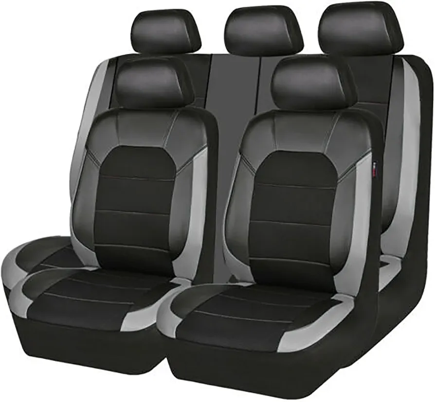 ZDPFDC Coche Cuero Fundas Asientos para Audi Q5 8R 2008 2009 2010 2011 2012 2013 2014 2015 2016 2017, Cómodo y Transpirable Asiento Protector Cubreasientos Accesorios,Grey