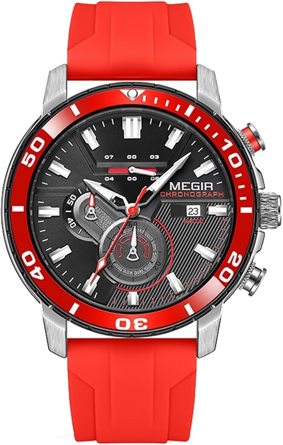 FORSINING Reloj de pulsera analógico para hombre, cuarzo, deportivo, cronógrafo, correa de silicona, resistente al agua, casual, reloj de hombre, moderno, pantalla de negocios, fecha luminosa