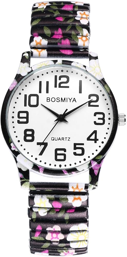 JewelryWe Reloj Correa Elástico Mujer: Reloj de Pulsera de Cuarzo Analógico de Bohemia Escala de Números Arábigos Grandes Clara y Fácil de Leer - para Ocio Negocios Regalo