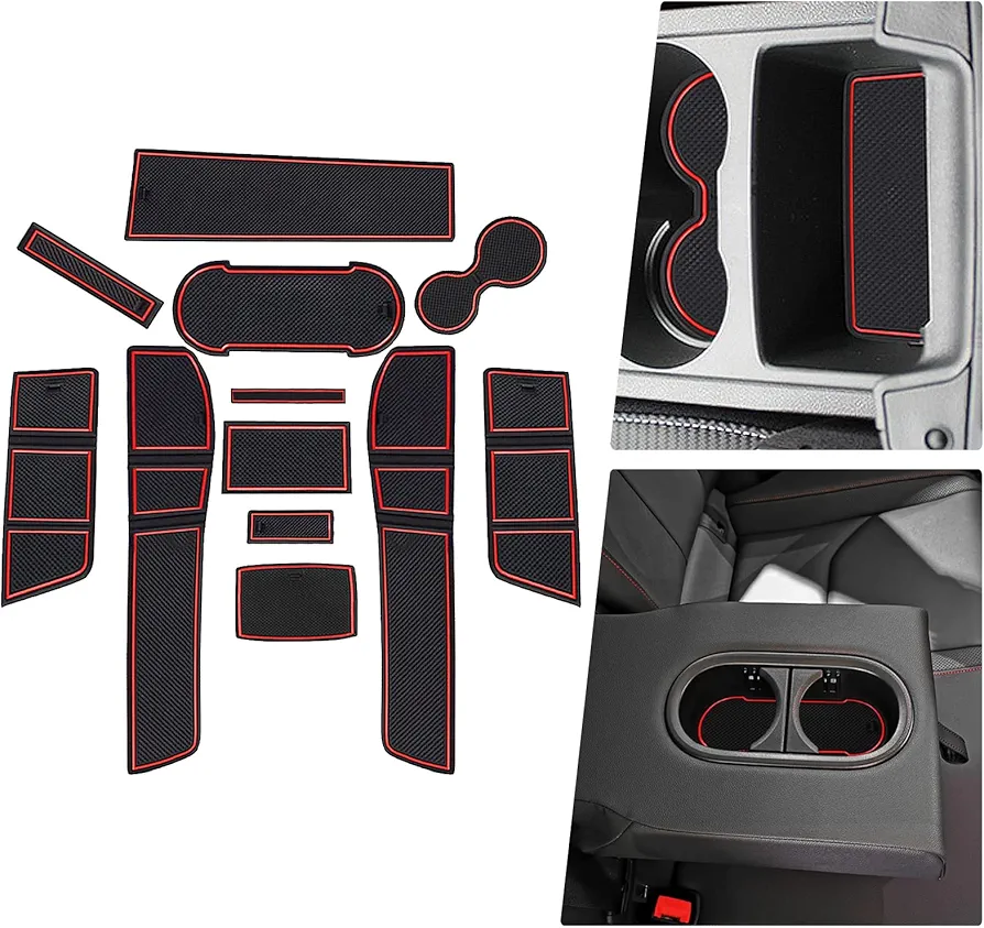BIBIBO Ranuras de la Puerta Antideslizante Compatible con Seat Leon Cupra 5F FR ST 5D MK3 2017-2022, 12pc Coche Almacenamiento Caja Pad, Accesorios Interiores del automóvil