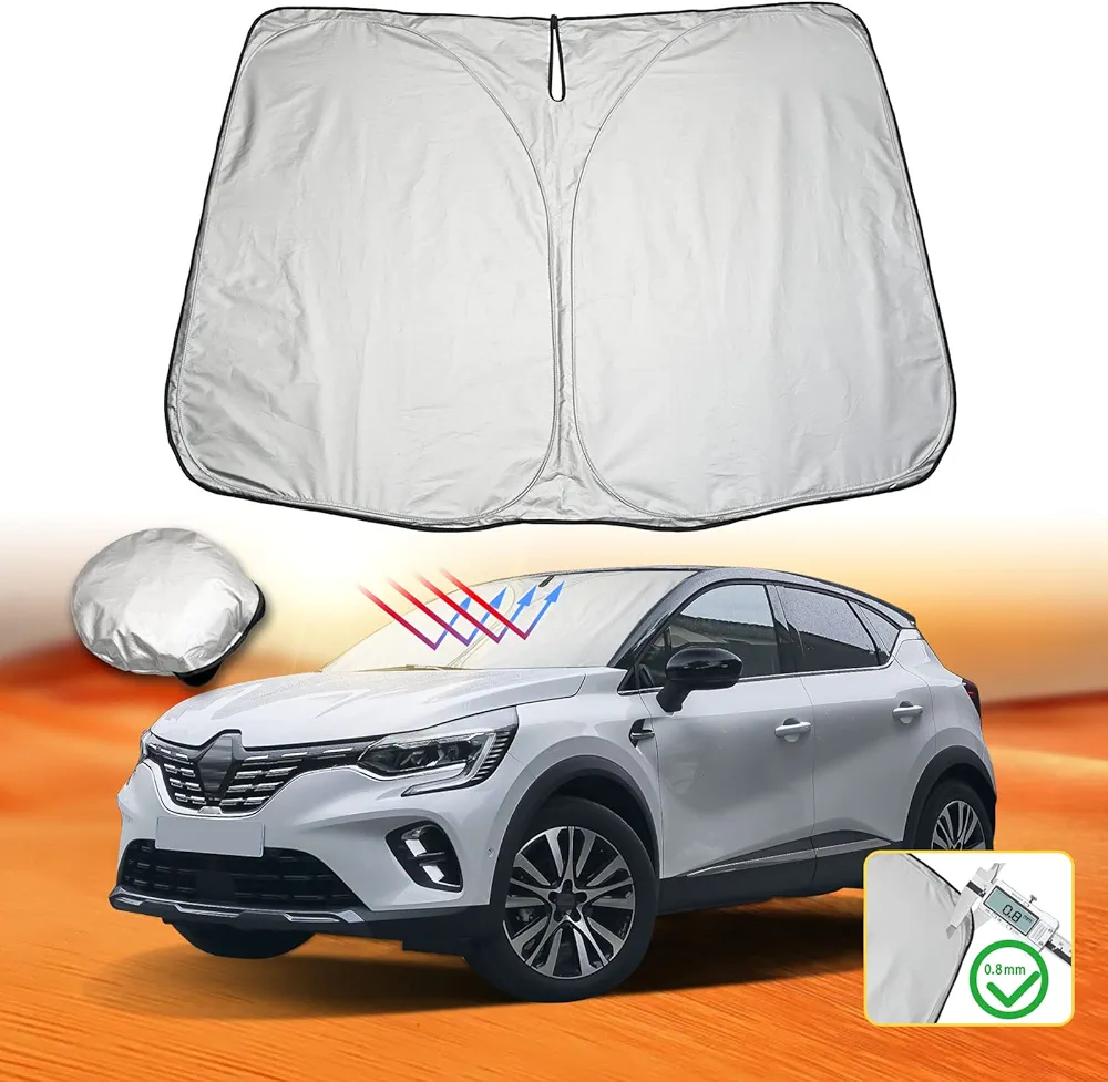 LFOTPP Parasol Parabrisas para Renaul-t Captur 1 J87 2013-2019 / Captur 2 JB JE 2020-2023, Parasol para Parabrisas para Coche Interior Accesorios, Anti UV Toldo Cubierta del Sol Plegable y Portátil