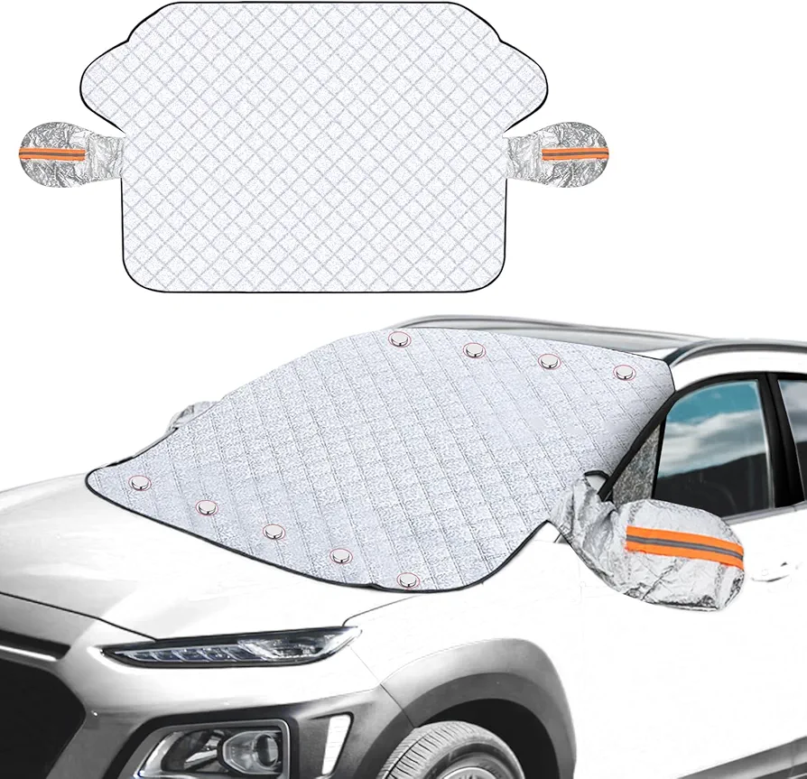Protector Parabrisas Coche, 143 x 170cm Protector Hielo Parasol Coche Delantero, Cubierta De Nieve para Parabrisas De Automóvil con Borde Magnético Fuerte, Funda SUV Parabrisa Universal