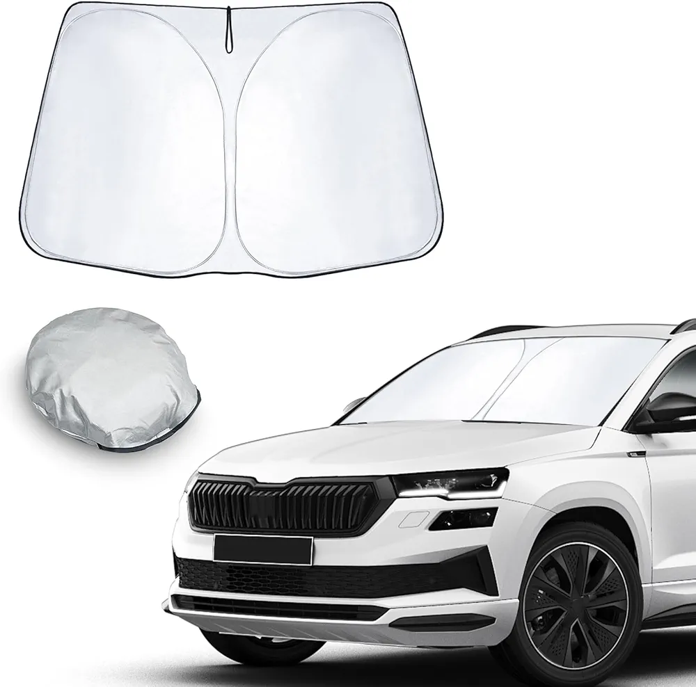 CDEFG Compatible con Skoda Karoq Kodiaq 2017-2022 2023 Parasol Parasol Parabrisas Delantero Parabrisas Auto Parasol Karoq Kodiaq RS Sportline Accesorios