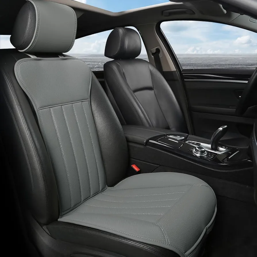 Black Panther Cojin Asiento Coche, Lujo Fundas para Asientos de Coche,Cuatro Estaciones Universal Antideslizante Protector Asiento Delanterocon Respaldo(1PC-Gris)