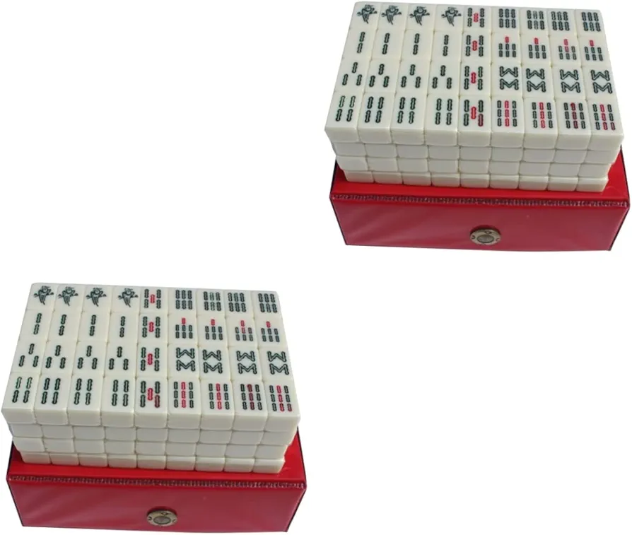 BESTonZON 2 Juegos Viajes Ocio Mahjong Juego de Mahjong pequeño Mahjong Kit fichas de Mahjong Mini Mahjong Juguetes de Viaje Domino Chino Juegos de Tablero Mahjong para casa majiang Acrílico