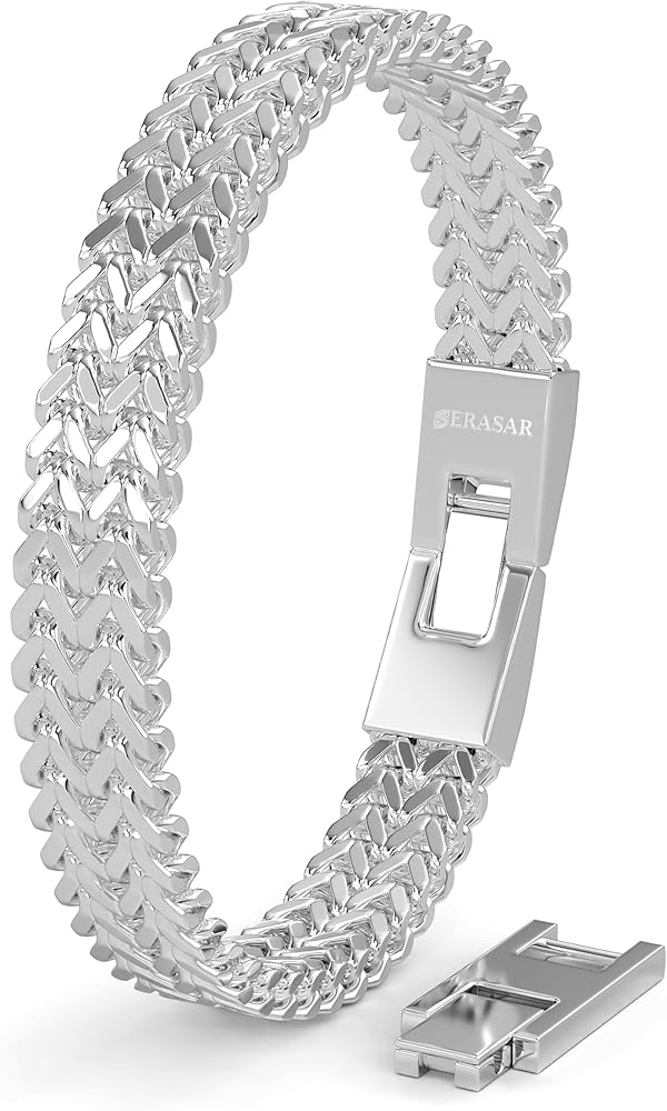 SERASAR | Pulsera de Acero Inoxidable Premium Para Hombre [Franco] | Acero Quirúrgico 316L | Impermeable | Cierre de Seguridad | Tres Colores | Incluye Joyero