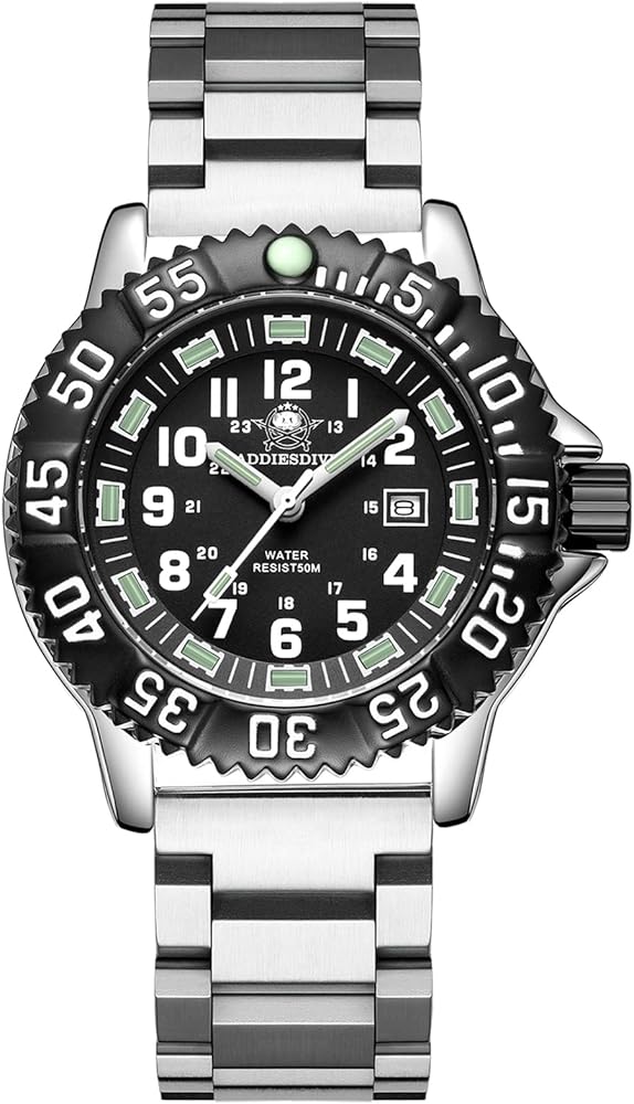 ADDIESDIVE Reloj analógico de Cuarzo para Hombre con Pulsera de Acero Inoxidable, Negro, 300g, Pulsera