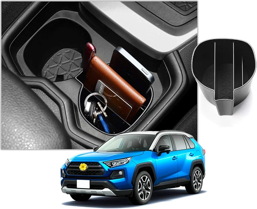 CDEFG Compatible con Toyota RAV4 2019-2021 2022 Soporte para Vasos Soporte Multifuncional para el Centro de la Consola del Coche, Organizador de Vasos de Agua, Accesorios Interiores