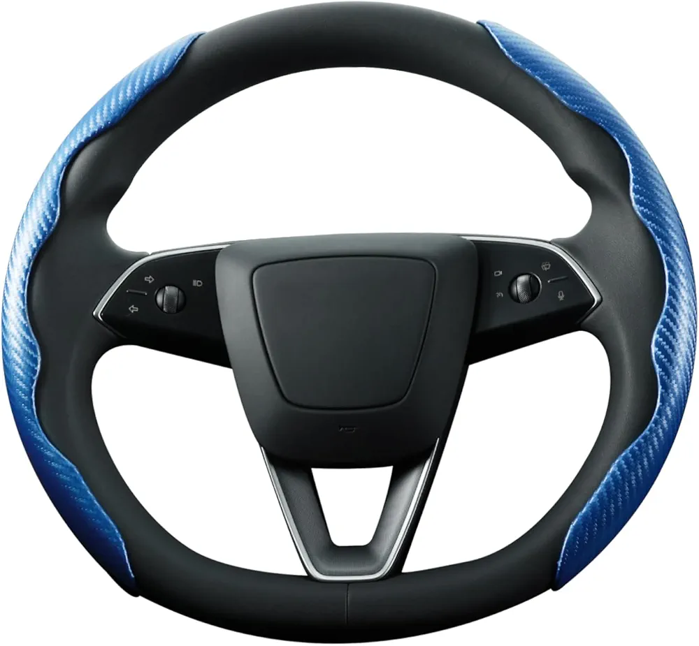 Mewant 2 fundas de volante segmentadas de fibra de carbono para hombres y mujeres, antideslizante, cómodo, protector universal del 99% del volante de automóvil, accesorios interiores de automóvil
