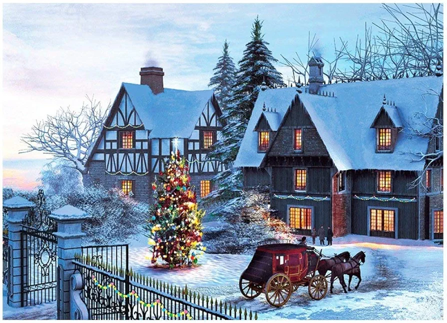 YuAn Rompecabezas De Madera De 1000 Piezas,Snow Night Manor, Adultos Niños Rompecabezas Juegos Desafío Cerebral, Familiarfriends Interactivo Ocio Buenos Regalos De Cumpleaños,1000Ps
