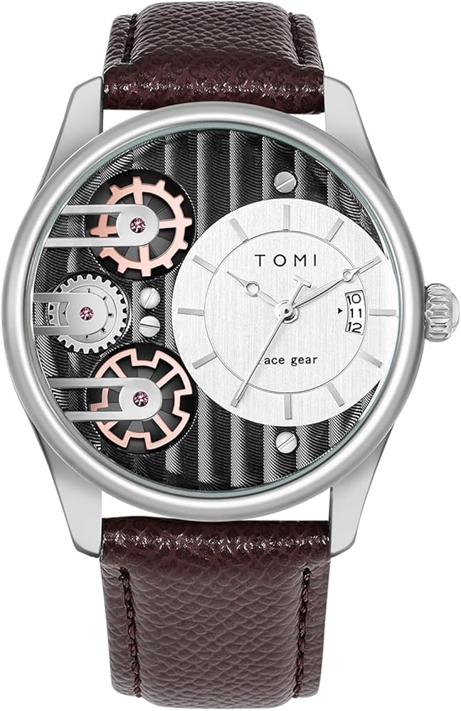 CIVO Reloj Hombre Analógico-Calendario Cuero - Reloj Pulsera Hombre Mecánico Imitación 42mm Reloj Impermeable Hombre Clásico Cuarzo con Correas de Repuesto