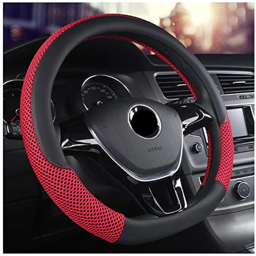 Cubierta del volante del automóvil Forma D Volante Auto Cubierta del volante del automóvil Cuero Accesorios interiores de aproximadamente 38 cm de diámetro