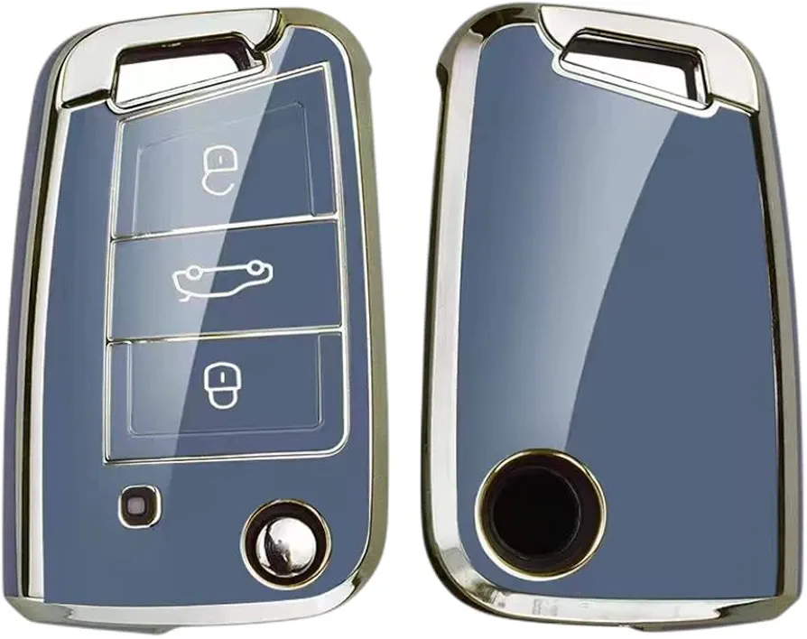 【4 Colores】 Z.MYUKI TCross Funda para Llave con Llavero para VW T-Cross 2018-2022 2023 Accesorios Originales (Azul)