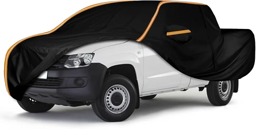 Cubierta del Automóvil Compatible con VW Amarok 2010-2020, Automóvil Garage del Completo Impermeable Garage Completo Tiras Reflectantes 210T