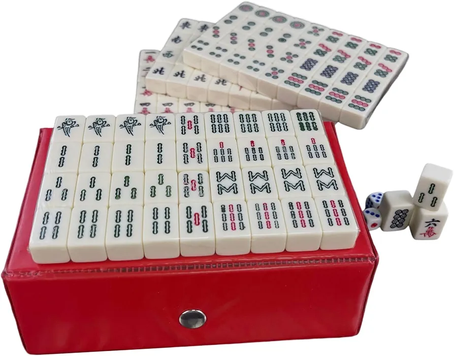 Mini Mahjong Set Travel Mahjong Juego Tradicional Chino Majhong con 144 Piezas Mahjong Azulejos 2 Piezas Dados para Ocio Viajes Fiesta Juego Familiar Chino Mahjong Mahjong Juego Travel Mahjong Mah Jon
