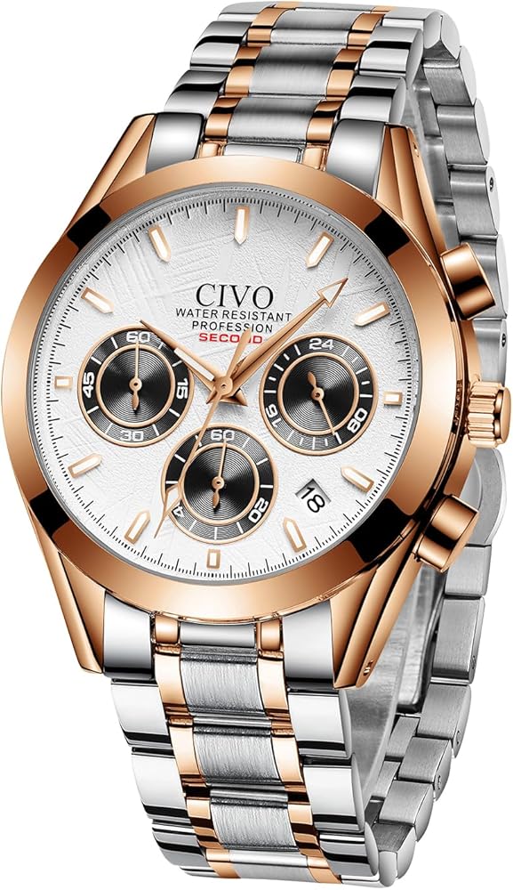 CIVO Reloj Hombre Cronografo Impermeable Analogico Reloj de Pulsera Negocios Elegante Fecha Luminosa