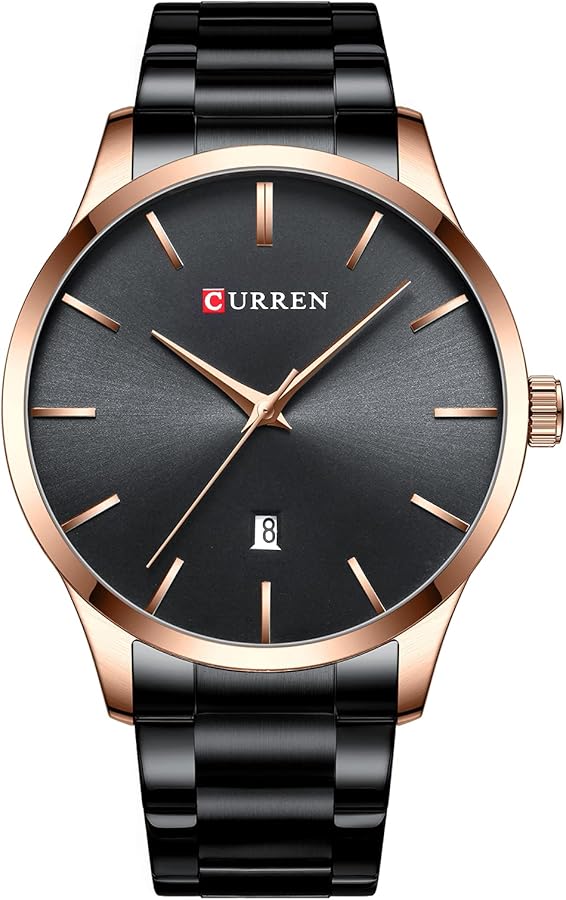 XIRUVE Reloj de Acero Inoxidable de Pulsera Cuarzo para Hombre Fecha Impermeable