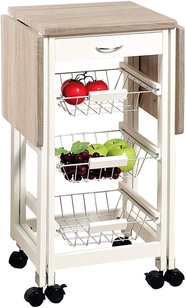 Kesper Carro de Cocina 25817 con 2 encimeras Plegables/lámina Decorativa de Roble