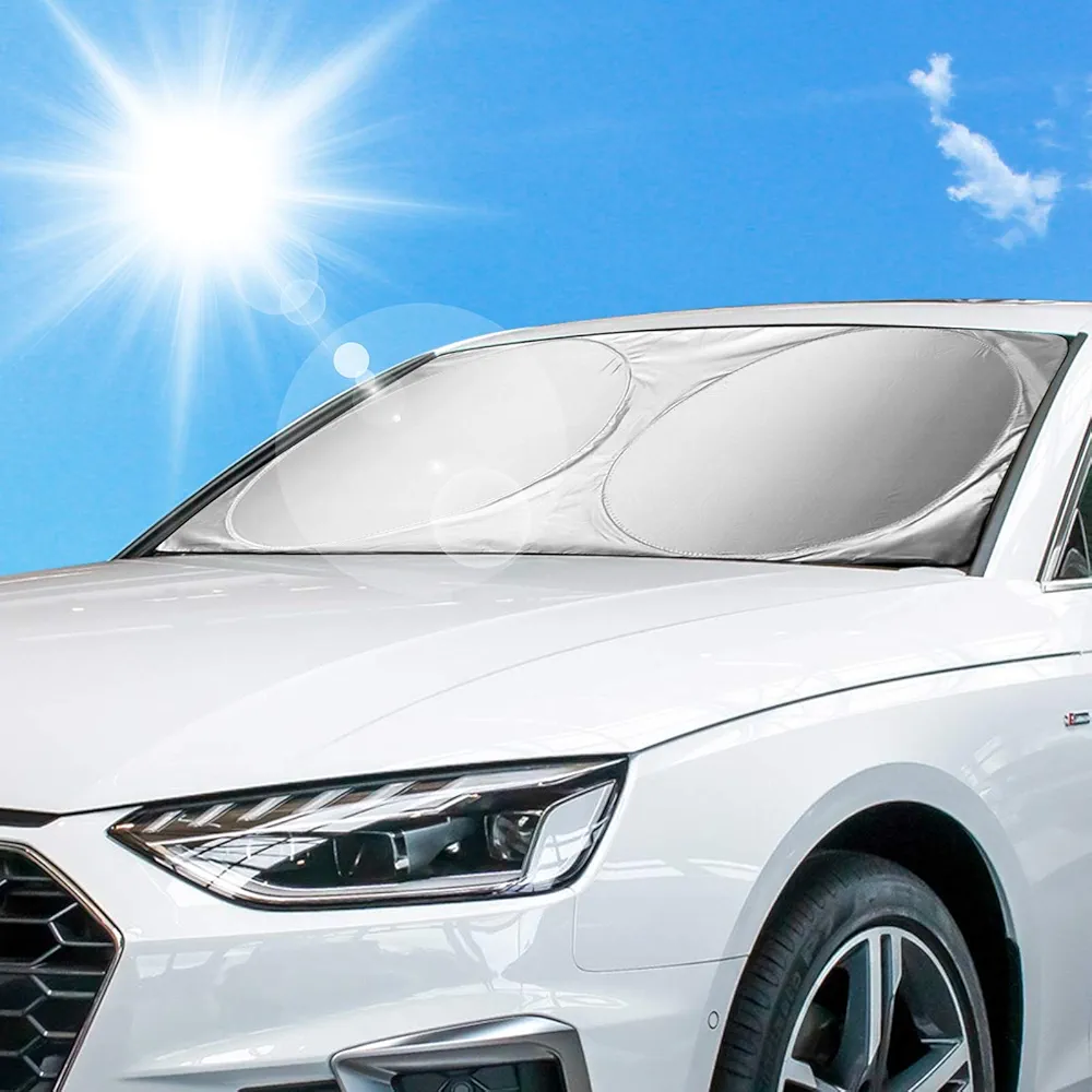 LEWONPO Parasol para Parabrisa, Parasol Coche Delantero, Coche Sol Sombra bloquea los Rayos UV Parasol Plegable para de Coche, Apto a la mayoría de Coches y SUV, 150 x 70cm
