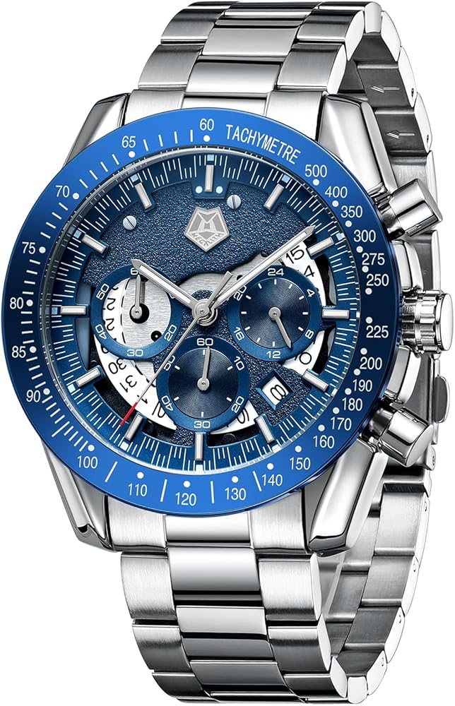 MEGALITH Acero Reloj Hombre Analogico Cuarzo Relojes de Pulsera para Hombre Elegante Clásico Reloj Caballero Grande Impermeable Relojes Calendario Vestir Casual Regalo