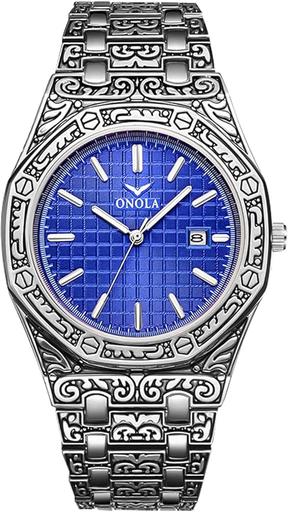 RORIOS Retro Relojes Hombre Moda Analógico Cuarzo Reloj con Fecha Calendario Men Watch Acero Inoxidable Band Multifunción Relojes Pulsera