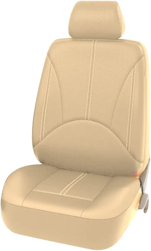 Juego Completo de Fundas de Asiento de Coche, MoreChioce Funda Protectora de Asiento de Coche de Piel Sintética Antideslizante Funda de Asiento Universal Accesorios Interiores,Beige,Asiento Individual