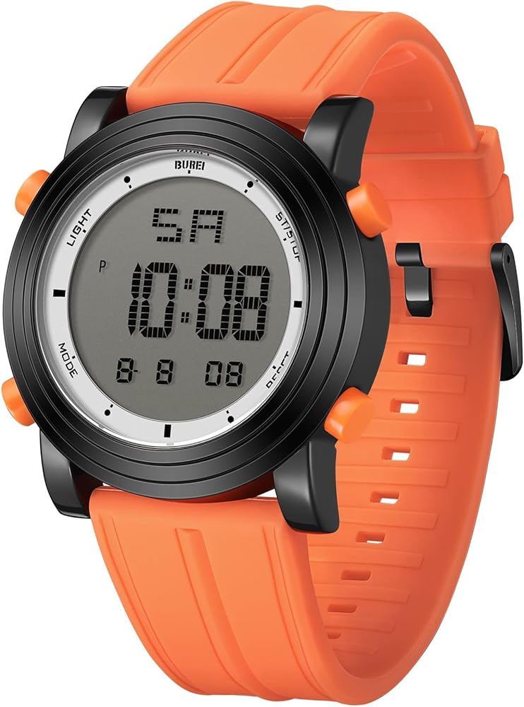 BUREI Reloj Digital para Hombre Relojes de Pulsera Impermeables para Deportes al Aire Libre Relojes cronógrafos clásicos con retroiluminación LED