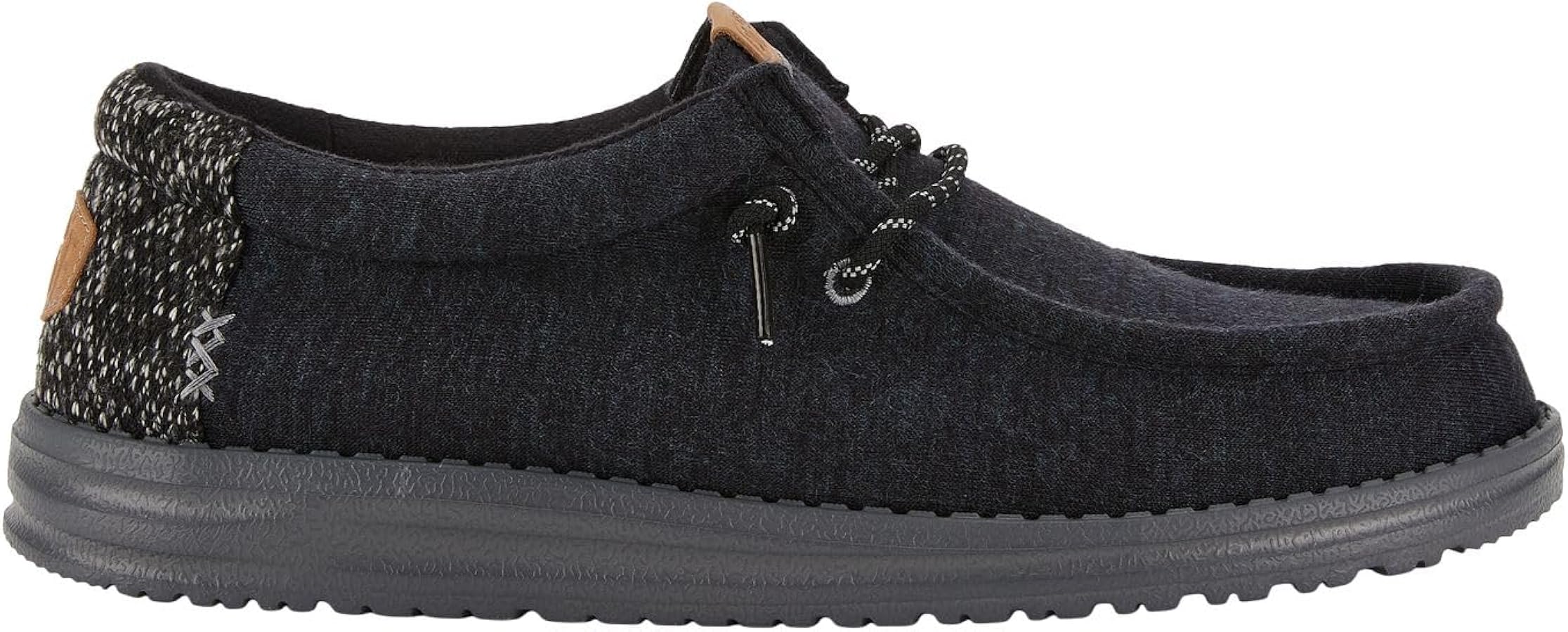 Hey Dude Wally Flex Knit Black/Charcoal Size 10, Men’s Shoes, Men's Slip-on Loafers, Comfortable & Light-Weight