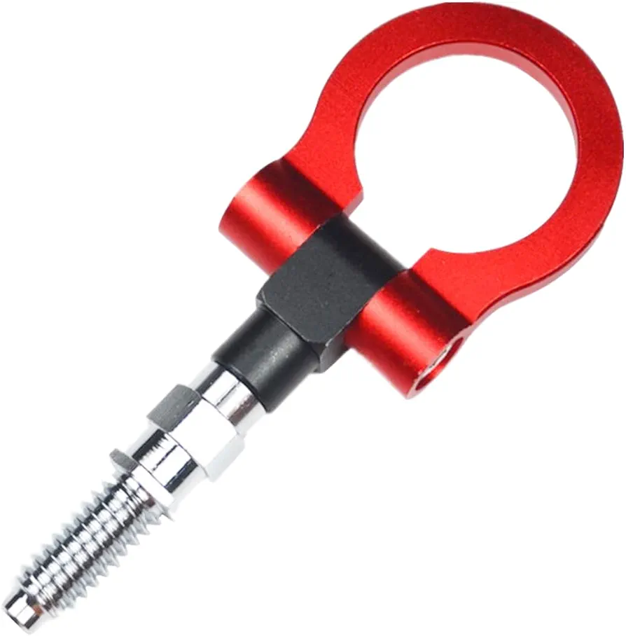 JNNJ Universal para Remolques de Remolque Auto de Aleación de Aluminio, Anillo Remolque Coche, Remolque Anillo Paragolpes Delantero Automóvil Carreras Gancho, Vehículo Accesorios Gancho(Rojo)