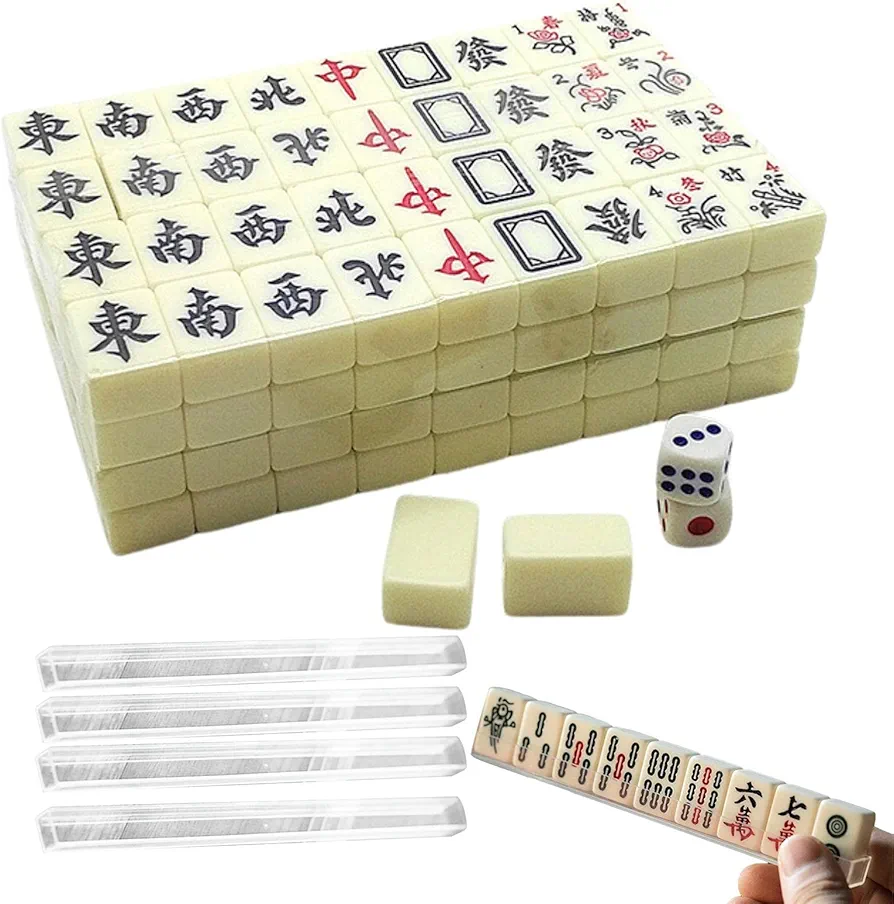 qingfeitai Mahjong, Juegos Tradicionales Chinos Mahjong, Suministros para Viajes, Amigos, Familia, Ocio, Juego, Fiesta, Regalo para Mujeres, Hombres, portátil y Compacto