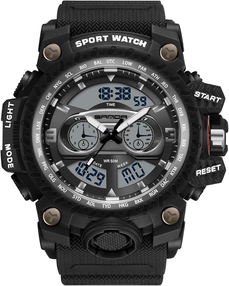 RORIOS Relojes Deportivos para Hombre Multifuncional Militar Relojes Resistente al Agua Digital Relojes con Alarma Electrónica Relojes de Pulsera