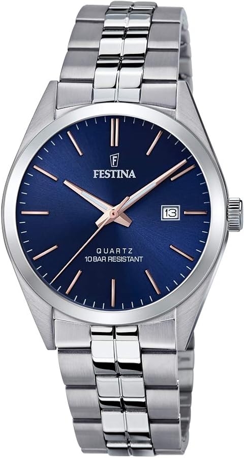 Festina Reloj Hombre F20437/B Acero Clasico Caja de Acero Inoxidable 316l Plateado Correa de Acero Inoxidable 316l Plateado