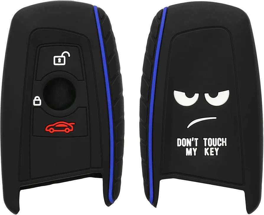 kwmobile Funda Compatible con BMW Llave de Coche con Control Remoto de 3 Botones (Solo Keyless Go) - Carcasa Protectora de Silicona para Llave de Coche - Case en Blanco/Negro/Azul