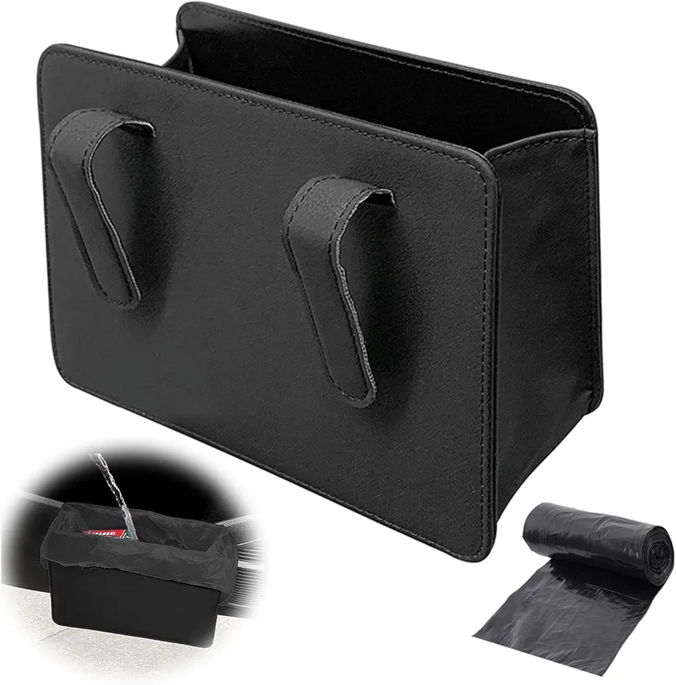 Bocguy Papelera Coche, Plegable para Coche, con 1 Bolsa de Basura, Multiusos, Para Coche Para Automóvil, Camión, Minivan, Negro