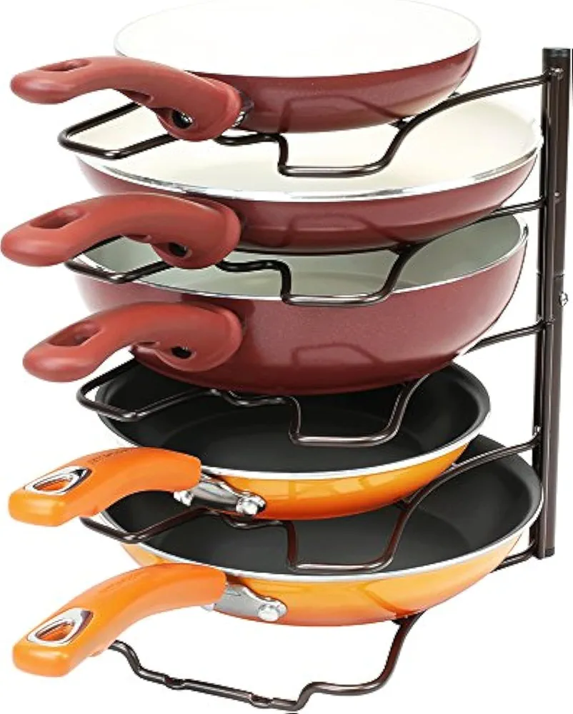 DecoBros - Estante organizador de sartenes para encimera de cocina y gabinete, color bronce