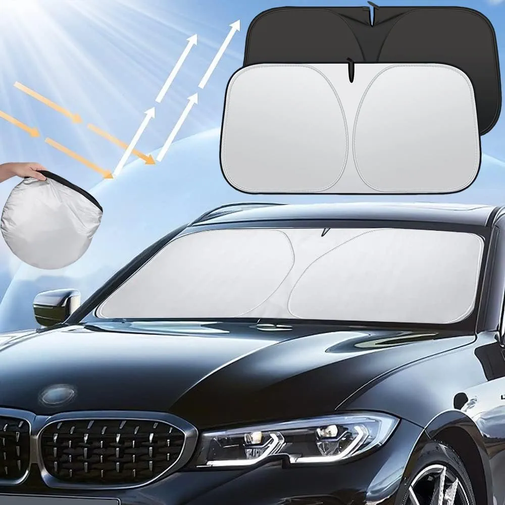 Parasol para Parabrisas de Coche, Sol Sombra, bloquea los Rayos UV, Parasol Plegable para Coche, protección de Doble Capa contra los Rayos UV y el Calor, Accesorios Coche Interior, 145 x 80cm