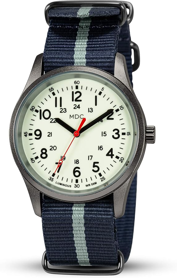 Infantry MDC - Reloj militar que brilla en la oscuridad para hombre, 12/24 horas, para deportes al aire libre, resistente al agua, con correa de la OTAN