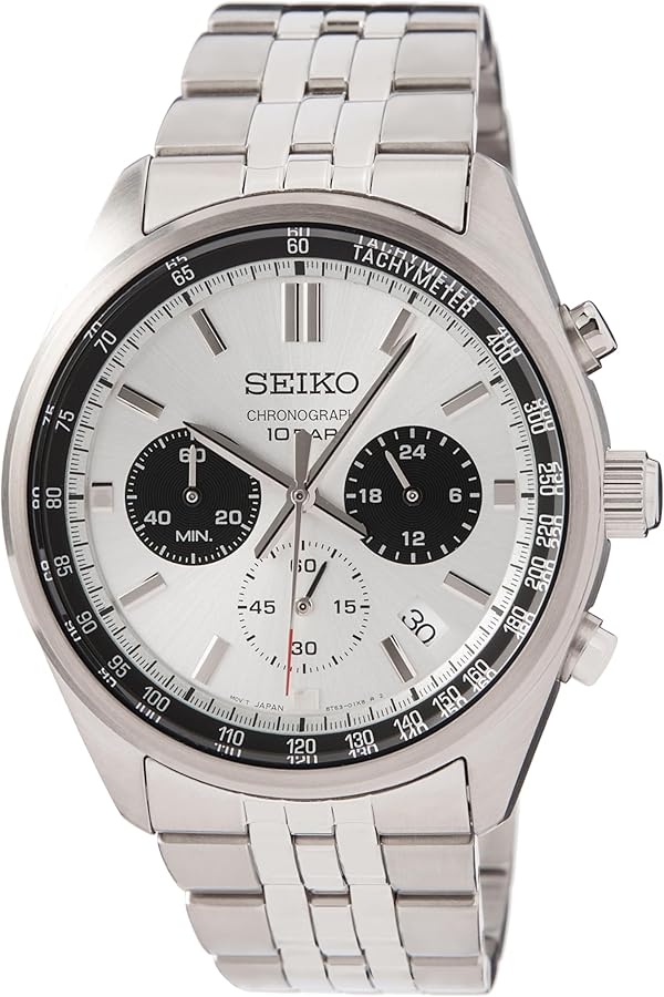 Seiko Men's Analogue Watch with White Dial Stainless Steel