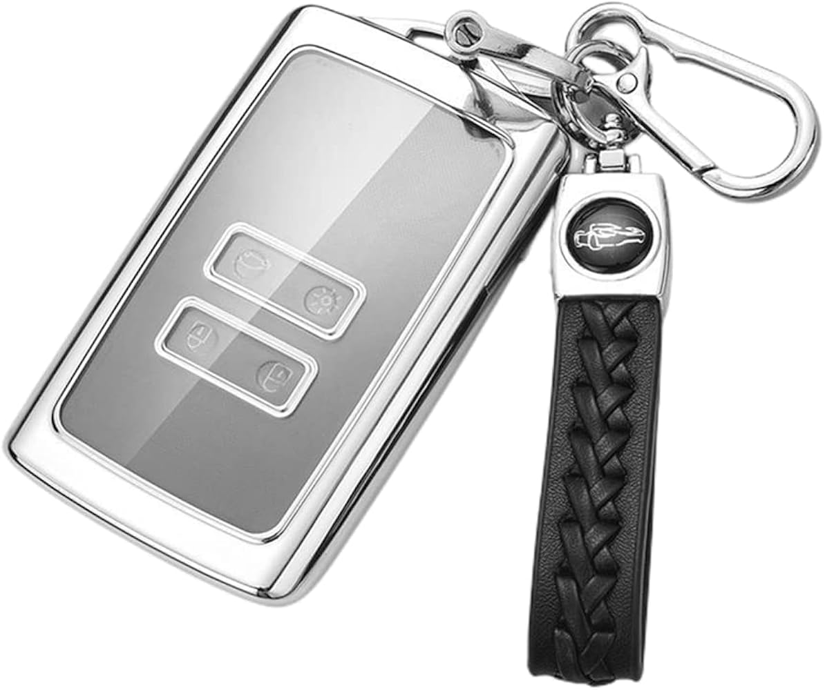 【4 Colores】 Z.MYUKI Duster 2 Funda para Llave con Llavero para Dacia Duster 2017-2022 2023 Accesorios Originales (Estilo 2 Plata)