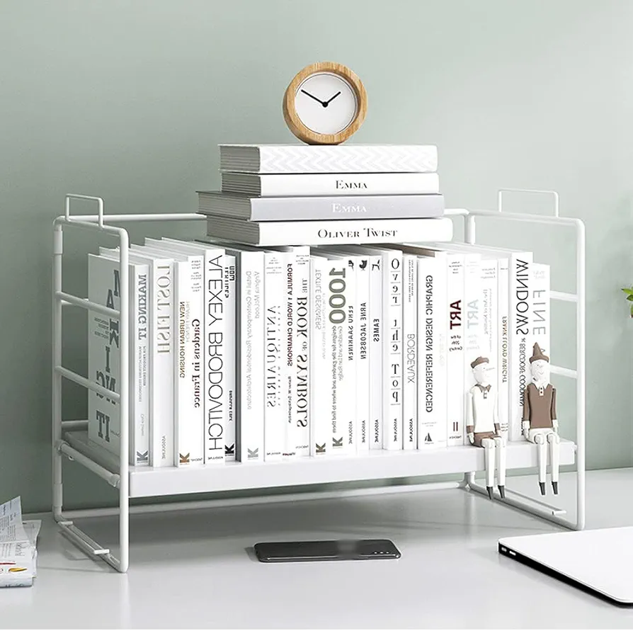 YunNasi Estantes de escritorio organizador multiusos de madera, diseño moderno, estante de especias ajustable, apilable, estante de almacenamiento independiente, (1 nivel, color blanco)