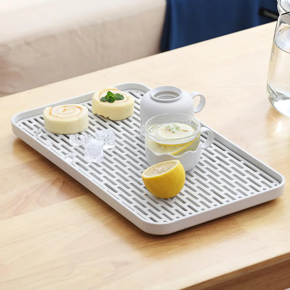 COZHYESS Escurridor de Platos, Bandeja de Goteo para Platos, Bandeja de Drenaje para el Hogar, Diseño de Dos Niveles, Anticaída, para Platos de Cocina, Juego de té para Sala de Estar