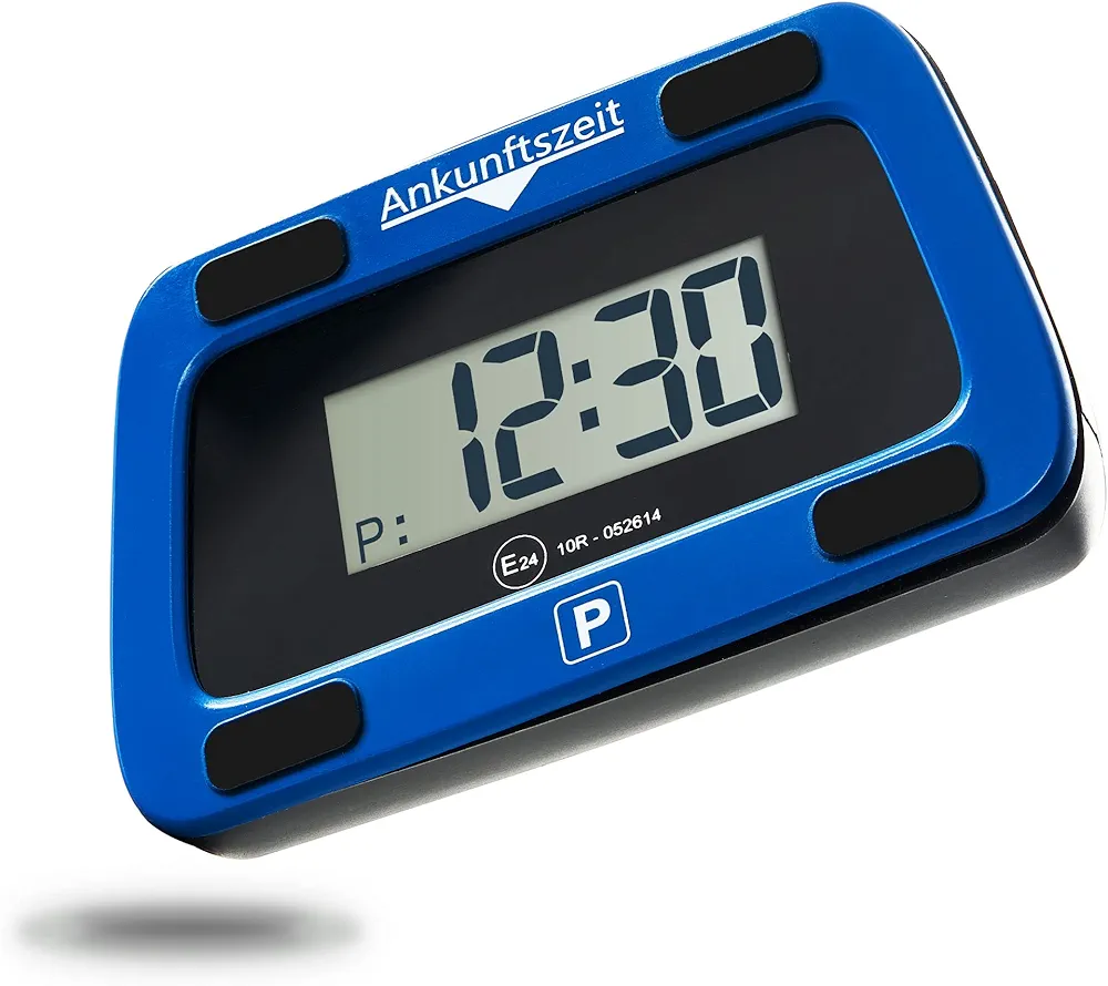 Parkwächter Disco de estacionamiento, Medidor de estacionamiento electrónico digital, Regulaciones de tráfico por carretera, Disco de estacionamiento de automóvil digital, Azul, 111 mm x 72 mm x 25 mm