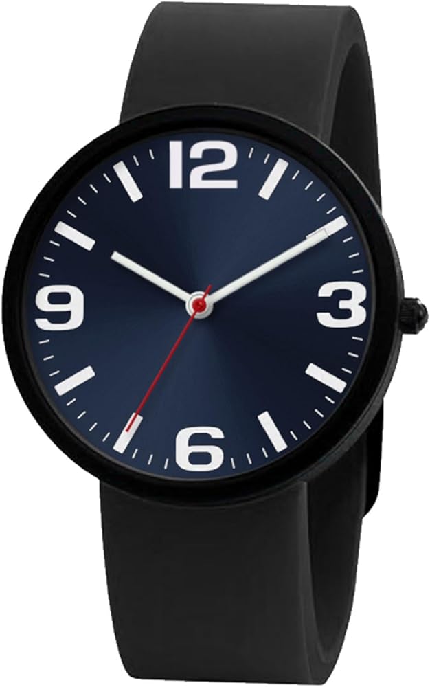 NUOVO Reloj de pulsera unisex, fácil de leer, con números grandes, informal, analógico, cuarzo, resistente al agua, deportivo, digital, para mujer, correa de silicona, azul, Moderno