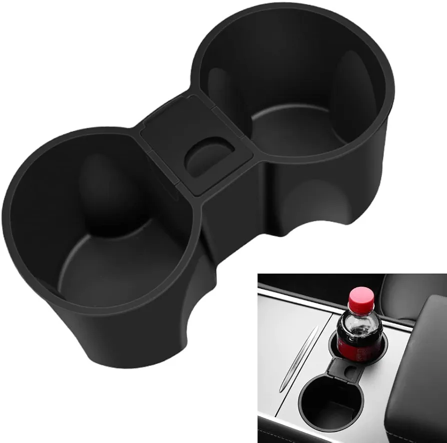 Portavasos Doble Consola Central Magic Select, compatibles con Tesla Coche Modelos 3/Y. Posavasos de Coche en Silicona para Asientos Delanteros, Impermeables y Resistentes al Calor