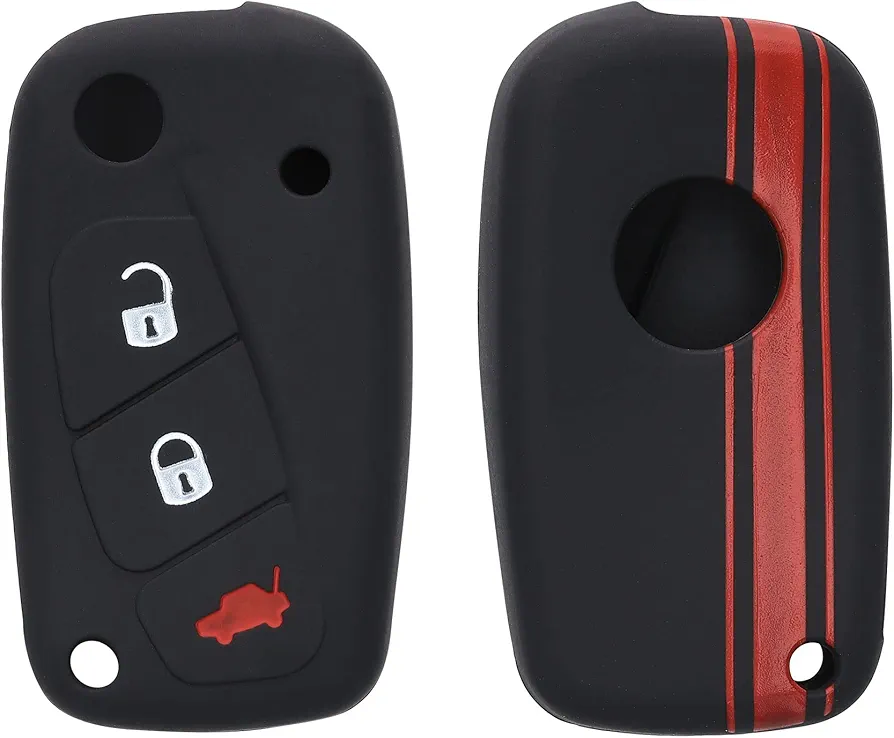 kwmobile Carcasa Compatible con Llavero de Fiat Lancia Llave de Coche de 3 Botones Funda - Funda para Mando de Coche de Silicona - Rojo/Negro
